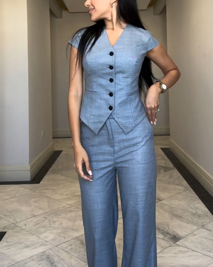 Sofia Linen Blouse and Pants Set