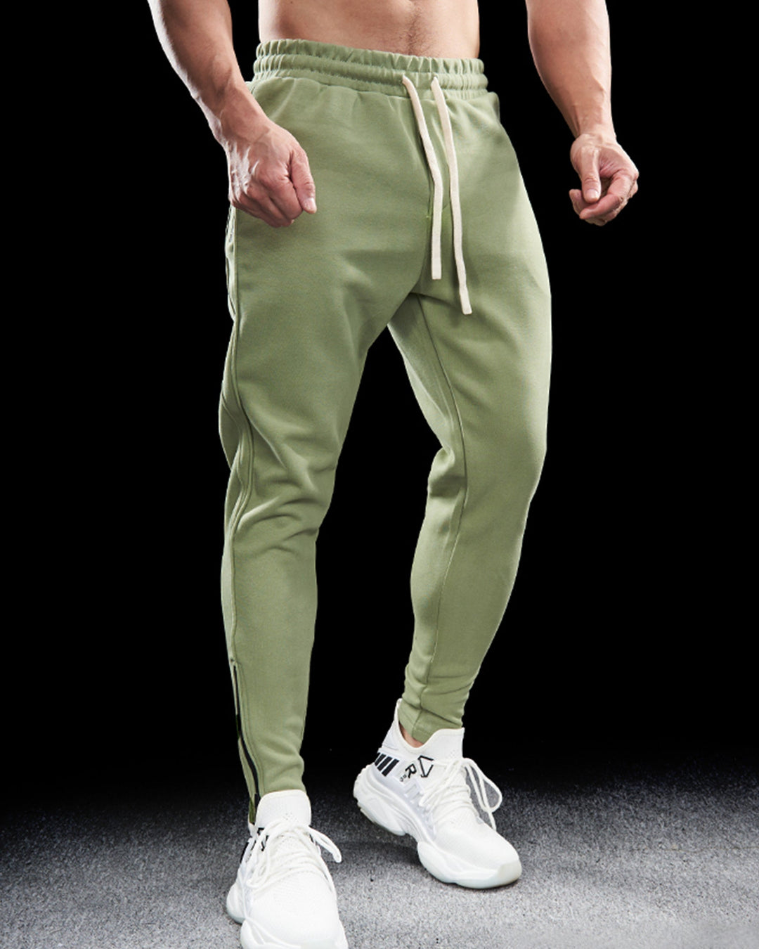 Premium Cotton-Blend Track Pants with Zip Hem Detail