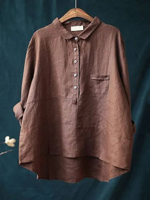 Kiona Long Sleeve and Front Pocket Shirt with Buttons