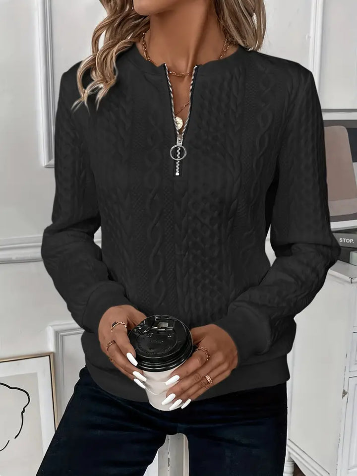 Elena Textured Quarter-Zip Pullover