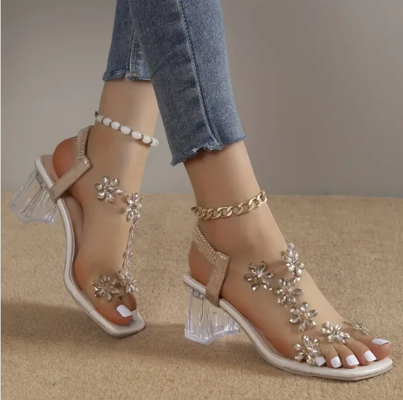 Stella Flower and Rhinestone Heel