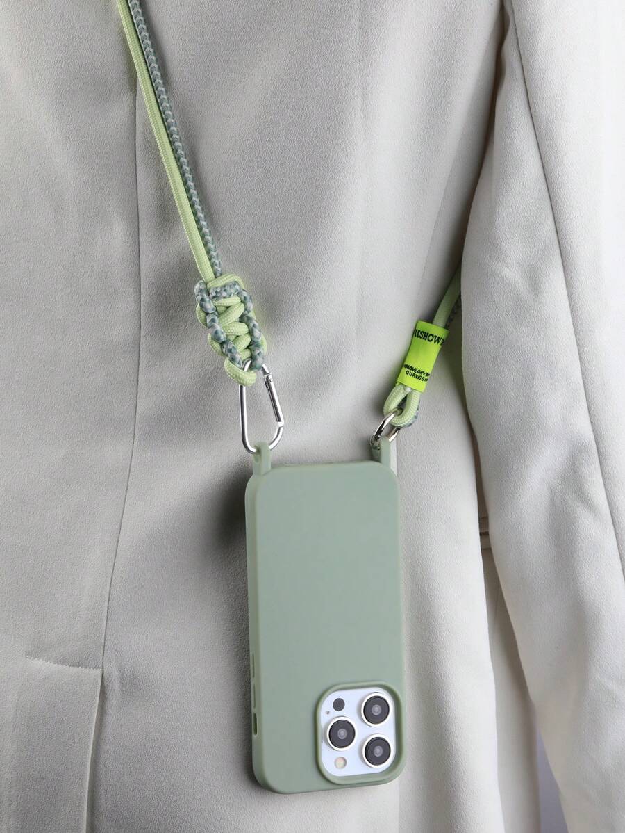 Premium Solid Phone Case with Metal Bead Lanyard – Compatible with iPhone 11–16 Series