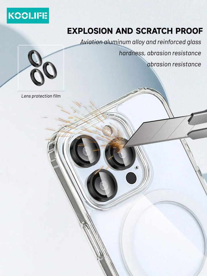 1pc Koolife Magnetic Wireless Charging Case – Transparent TPU + PC with Airbag Cushion, Scratch-Resistant Camera Button & AI Recording – Compatible with iPhone 11 to 16 Series, Samsung Galaxy