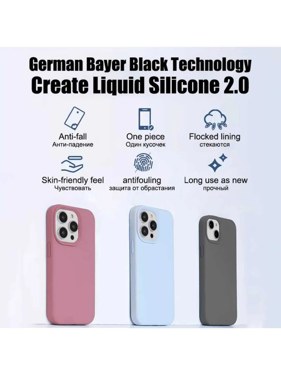 Premium Liquid Silicone Case – Shockproof Cover for iPhone 11–16 Pro Max