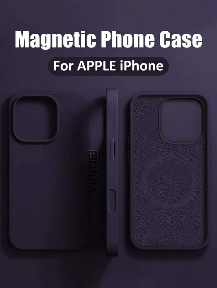 Luxury Magnetic Wireless Charging Case with Velvet – Compatible with iPhone 11 to 16 Series, Including 15 Pro Max & 14 Plus – Phone Case Accessories