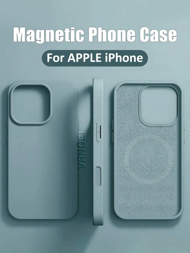Luxury Magnetic Wireless Charging Case with Velvet – Compatible with iPhone 11 to 16 Series, Including 15 Pro Max & 14 Plus – Phone Case Accessories