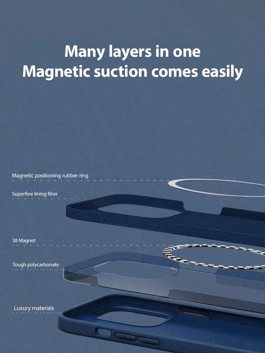 Luxury Magnetic Wireless Charging Case with Velvet – Compatible with iPhone 11 to 16 Series, Including 15 Pro Max & 14 Plus – Phone Case Accessories