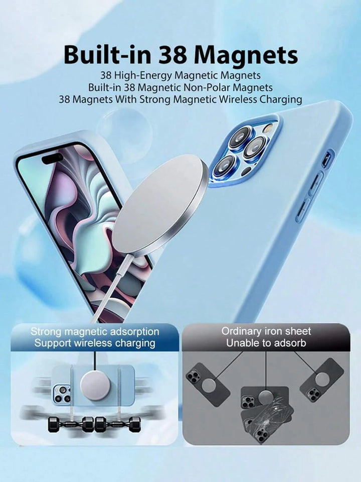 Luxury Magnetic Wireless Charging Case with Velvet – Compatible with iPhone 11 to 16 Series, Including 15 Pro Max & 14 Plus – Phone Case Accessories