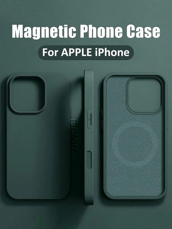 Luxury Magnetic Wireless Charging Case with Velvet – Compatible with iPhone 11 to 16 Series, Including 15 Pro Max & 14 Plus – Phone Case Accessories