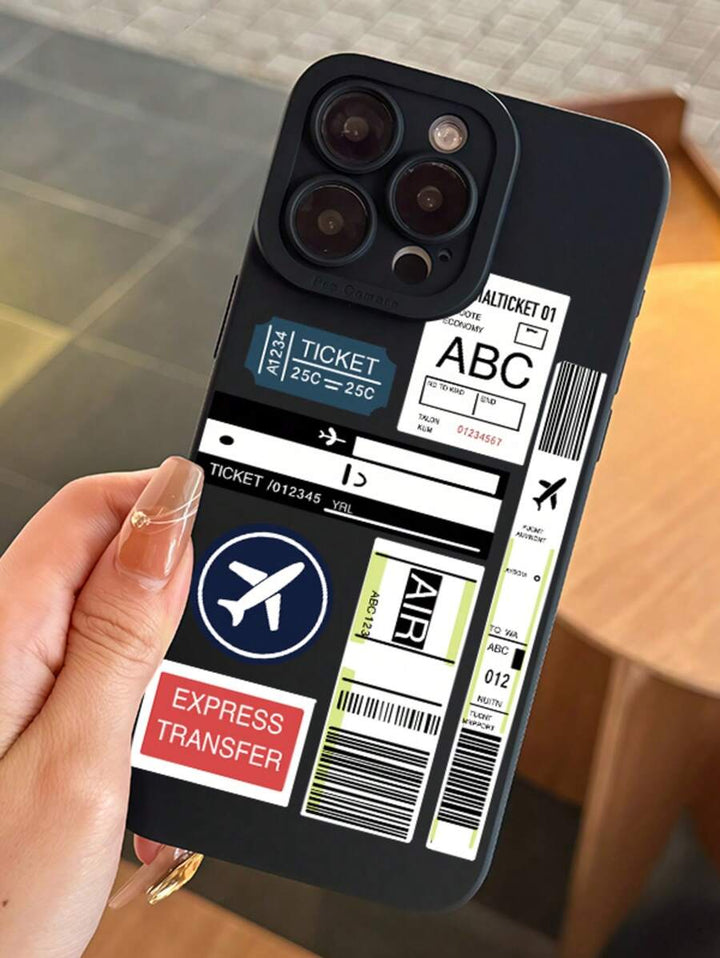 Fashionable Clear Boarding Pass Print Phone Case – Shockproof, Compatible with iPhone 11–16 Series