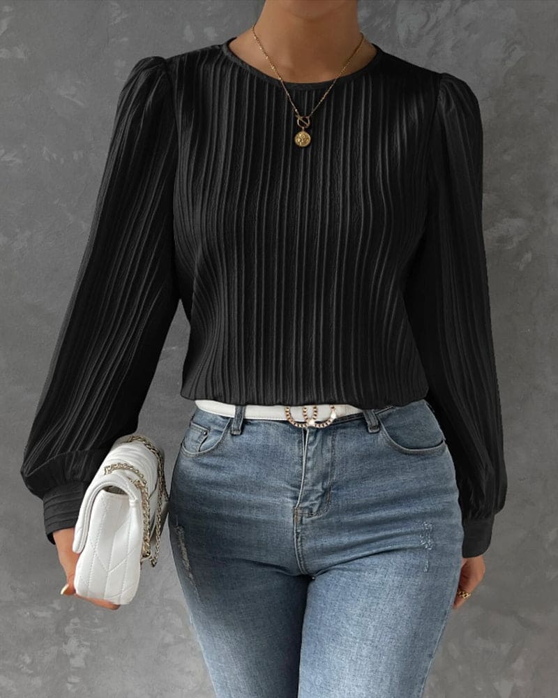 Roza Striped Texture Blouse