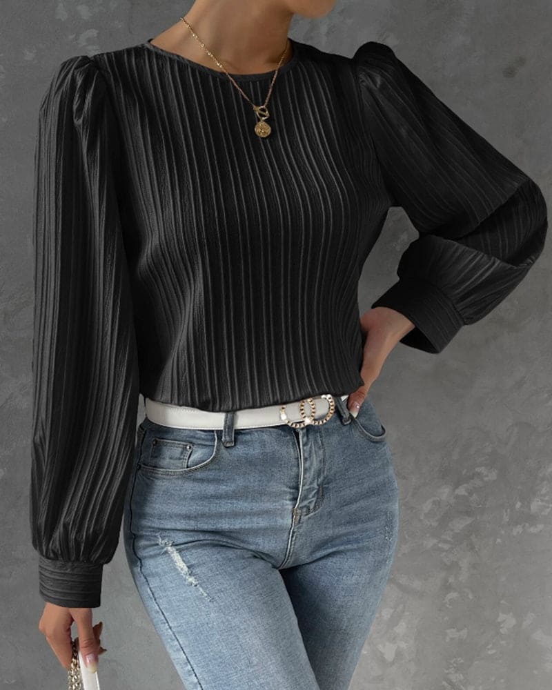 Roza Striped Texture Blouse