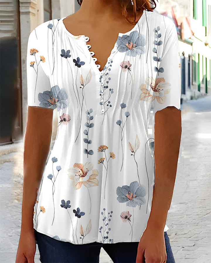 Clair V-Neck Blouse With Buttons