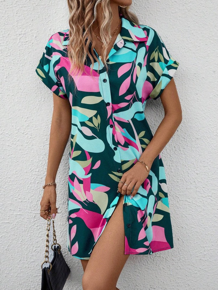 Angel Printed Button Down Dress