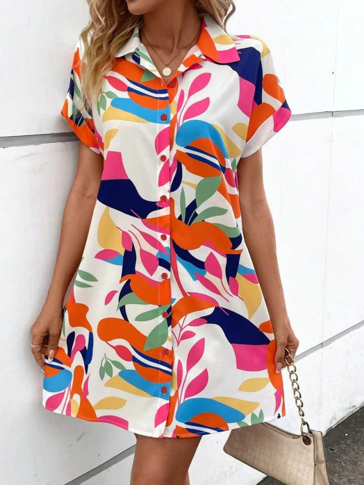 Angel Printed Button Down Dress