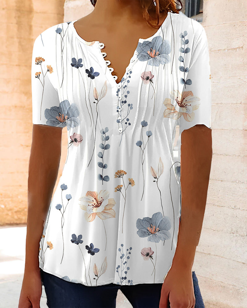 Clair V-Neck Blouse With Buttons