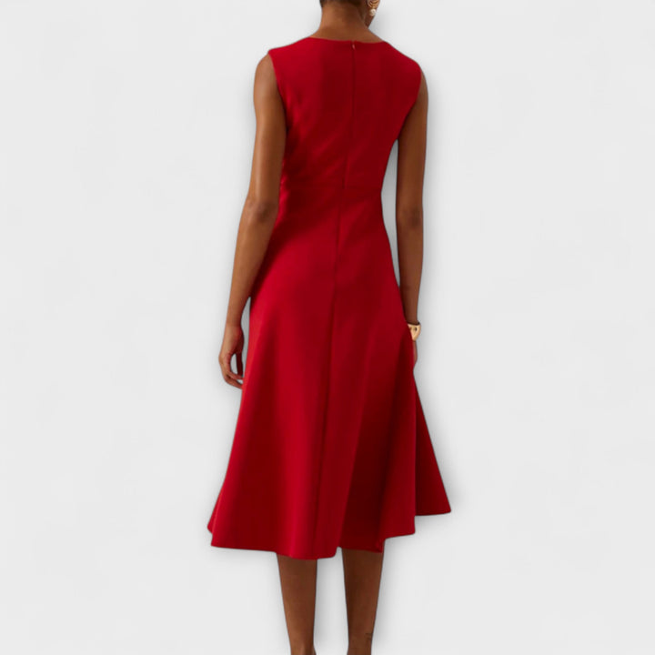 Julia Draped Asymmetric Midi Dress
