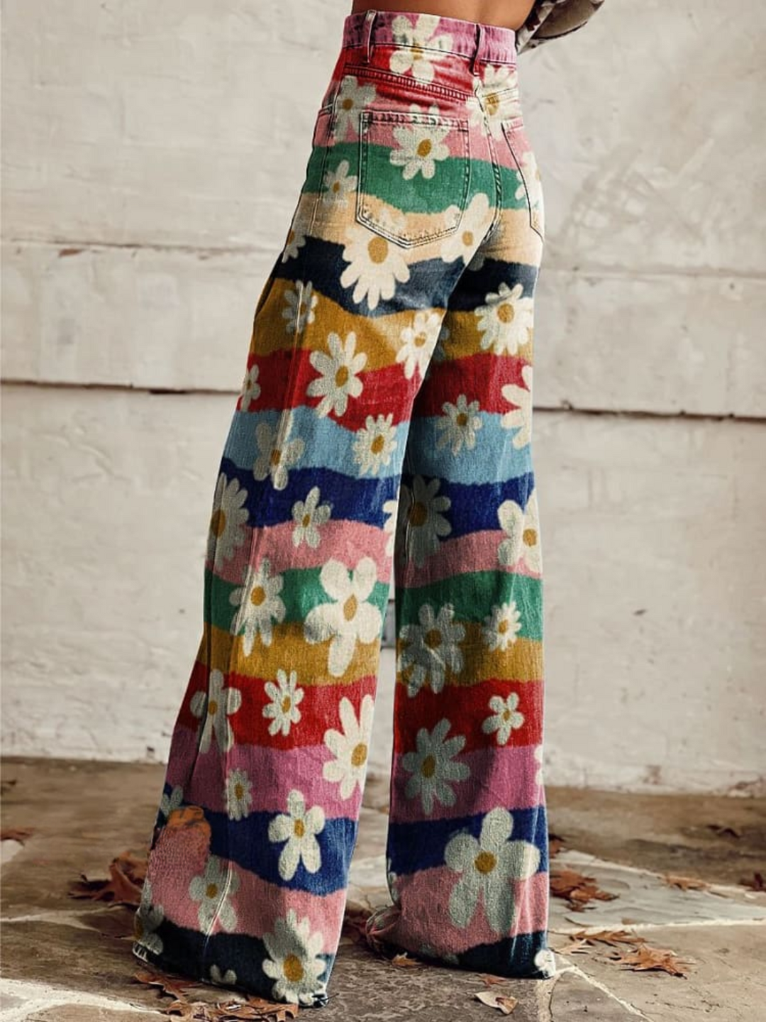 Jade Retro Floral Baggy Pants