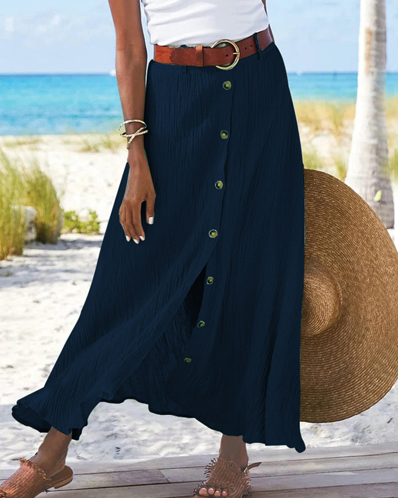 Evelin Flowy Buttoned Skirt