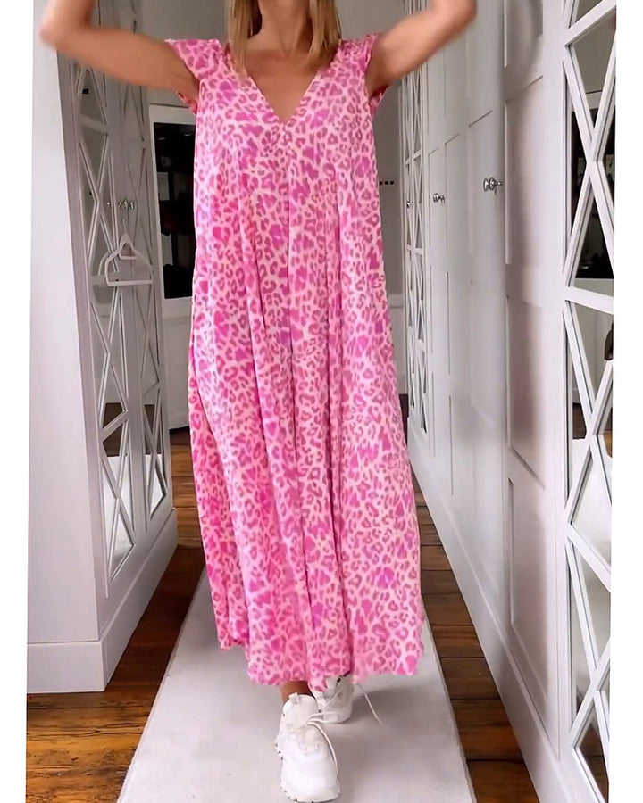Marina V-Neck Printed Long Dress