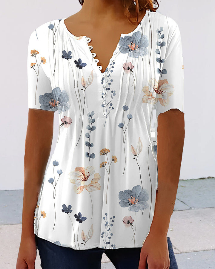 Clair V-Neck Blouse With Buttons