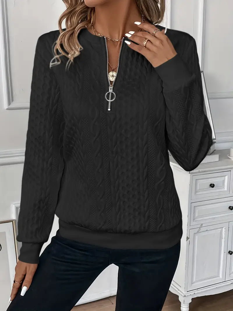 Elena Textured Quarter-Zip Pullover