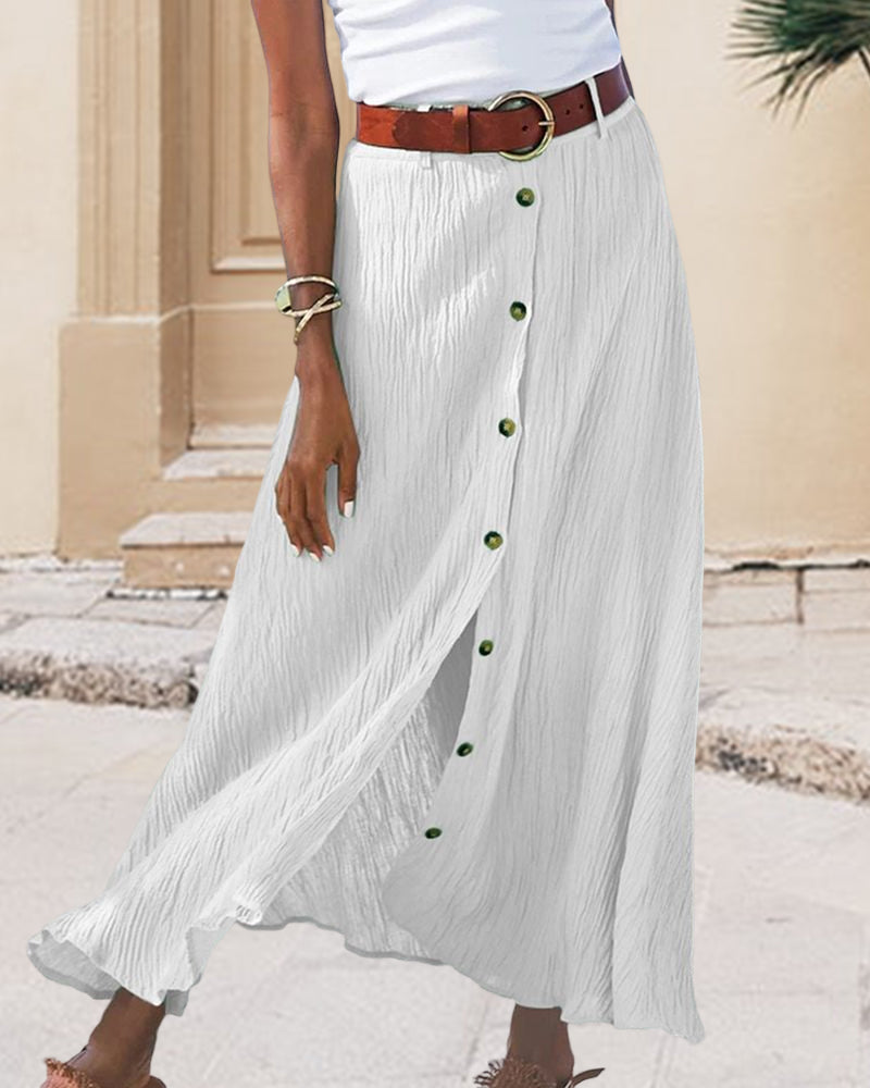 Evelin Flowy Buttoned Skirt
