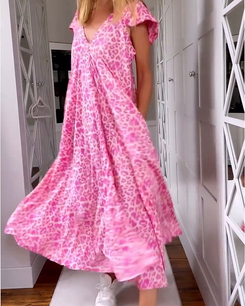 Marina V-Neck Printed Long Dress
