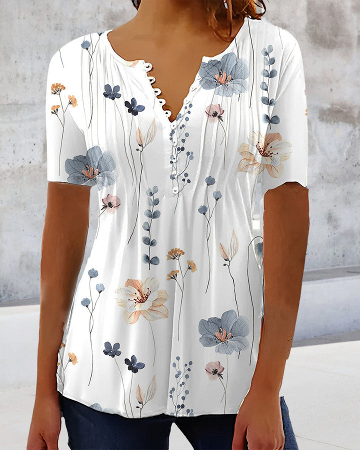 Clair V-Neck Blouse With Buttons