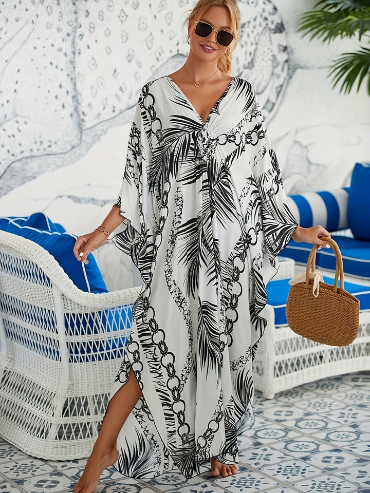 Leonie Monochrome Palm Print Dress