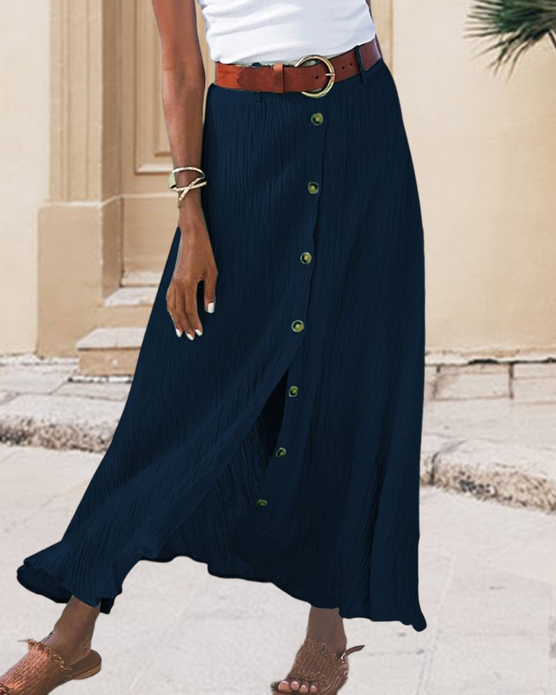 Evelin Flowy Buttoned Skirt