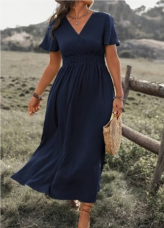 Michelle Elegant Summer Dress with V-Neck