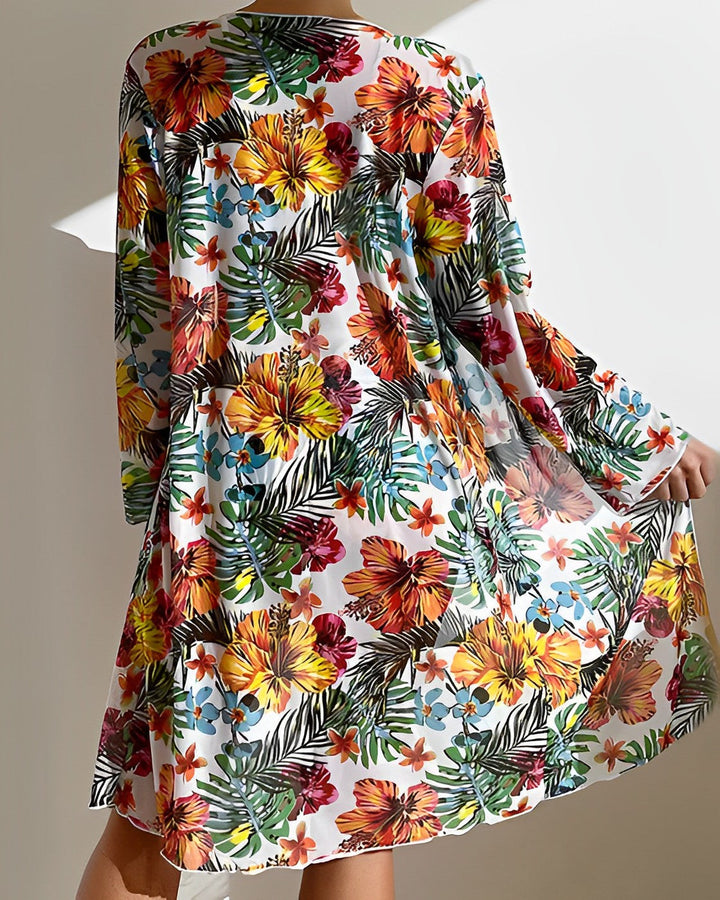 Jamie Tropical Print Bikini Set with Cover-Up