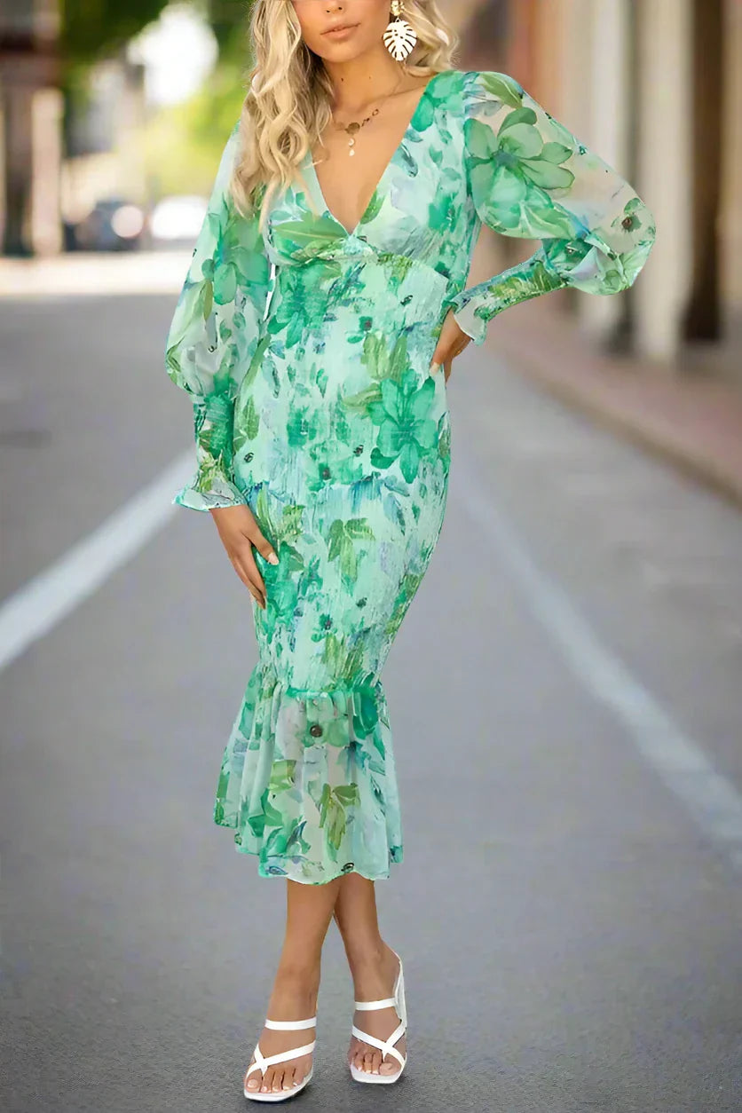 Roxanne Floral Ruffle Midi Dress