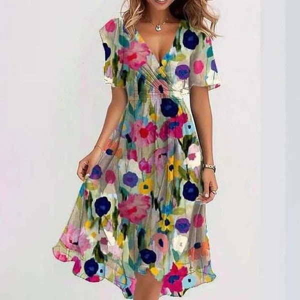 Rosa Abstract Midi Dress