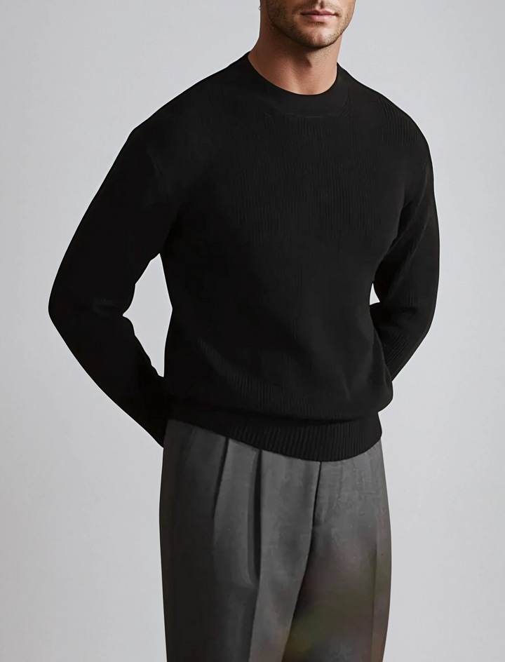 Patrick Ribbed O-Neck Sweater Black