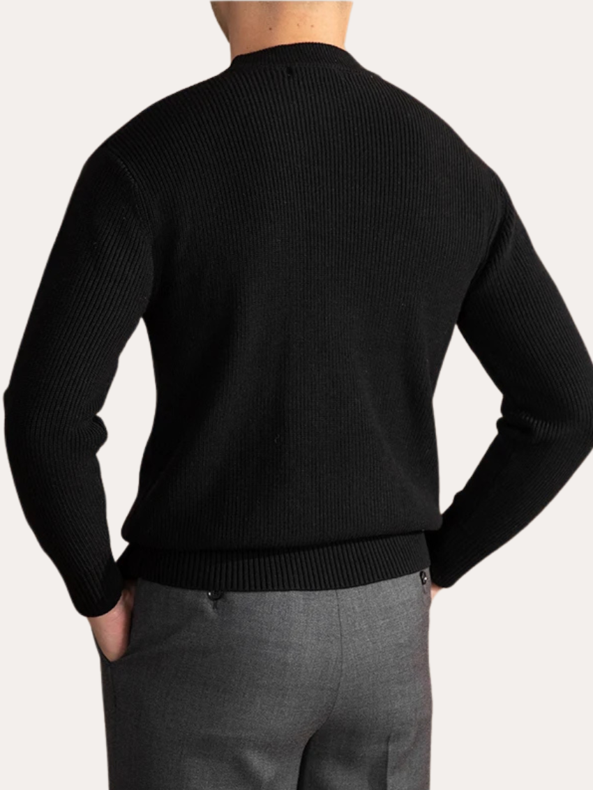 Patrick Ribbed O-Neck Sweater Black