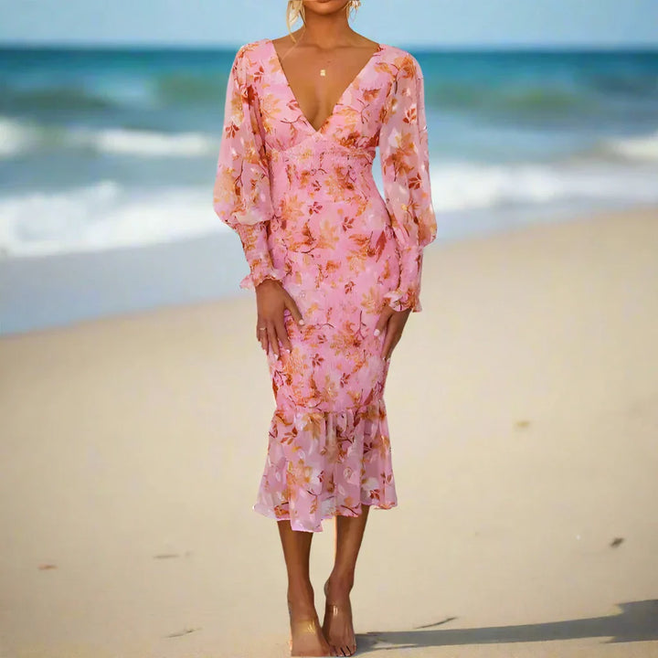 Roxanne Floral Ruffle Midi Dress