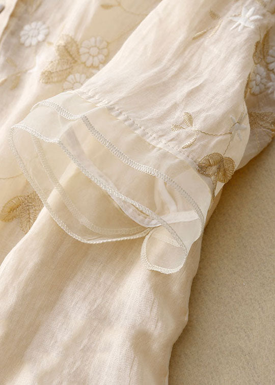 Sarah Embroidered Cotton-Linen Blouse