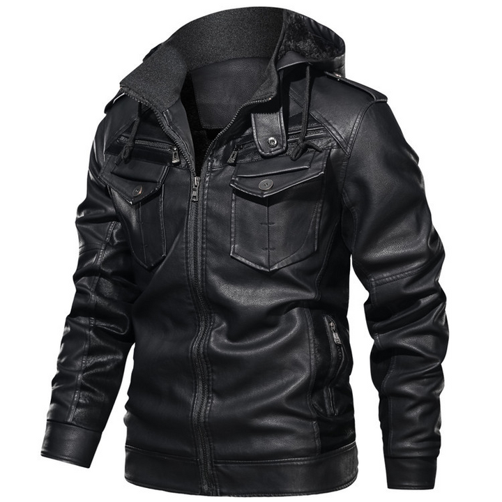 Milan Stylish Leather Hoodie Jacket