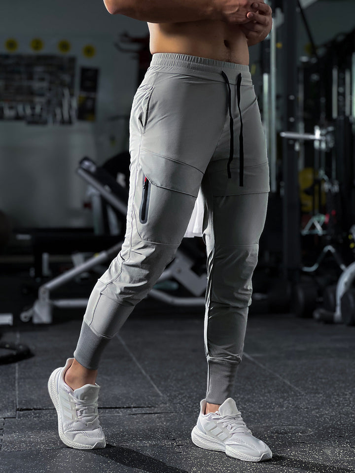 High-waisted ribbed cargo joggers