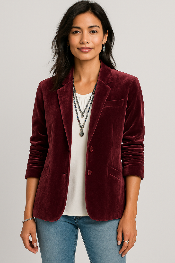 Siona Velvet Slim-Fit Blazer