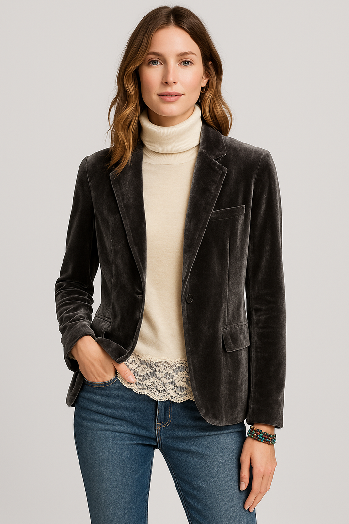 Siona Velvet Slim-Fit Blazer