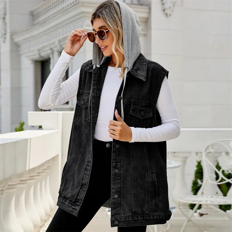 Ada Hooded Denim Vest