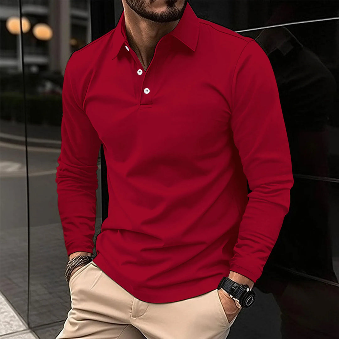 Jack Casual Comfortable Long-Sleeved Polo T-Shirt
