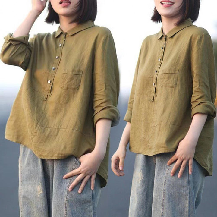 Kiona Long Sleeve and Front Pocket Shirt with Buttons