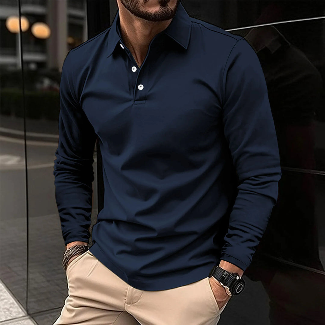 Jack Casual Comfortable Long-Sleeved Polo T-Shirt