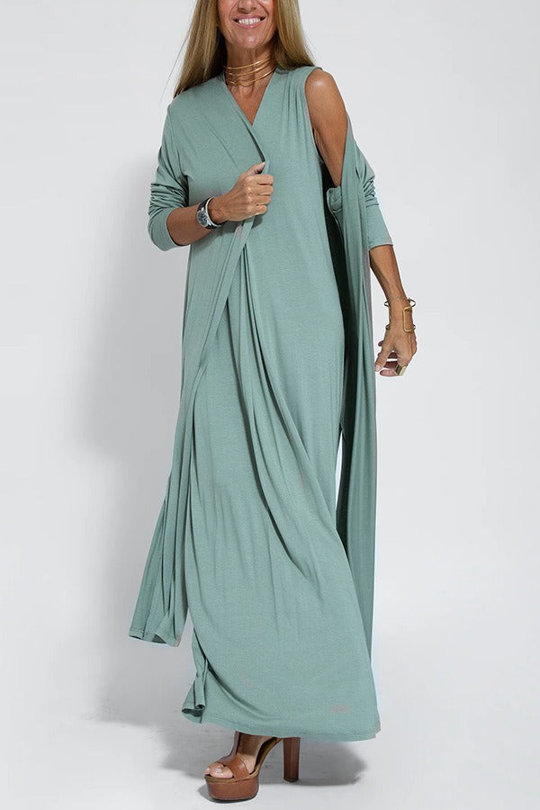 Clara Elegant long dress + matching cardigan FREE