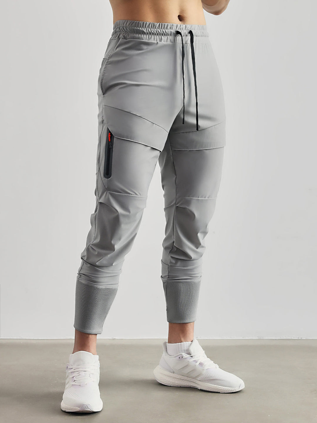 High-waisted ribbed cargo joggers