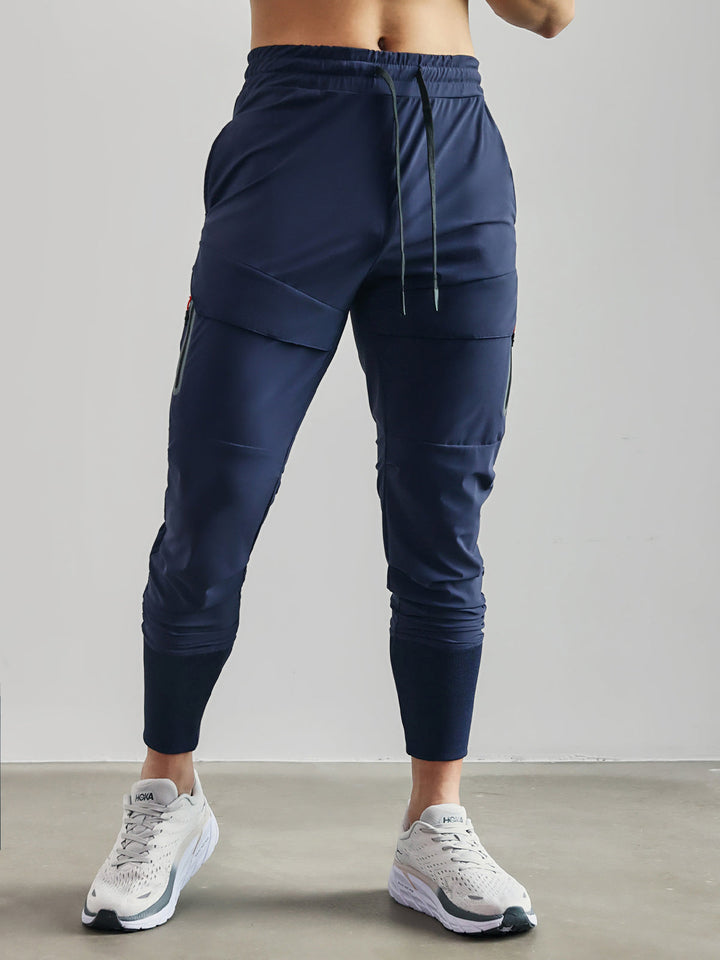 High-waisted ribbed cargo joggers
